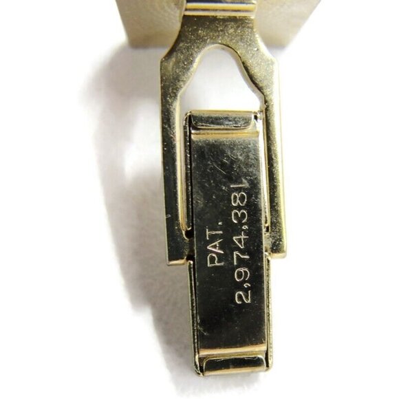 Vintage Polished w Corner Design Rectangle Cufflinks Gold Tone Signed Pat Pend - Picture 2 of 10